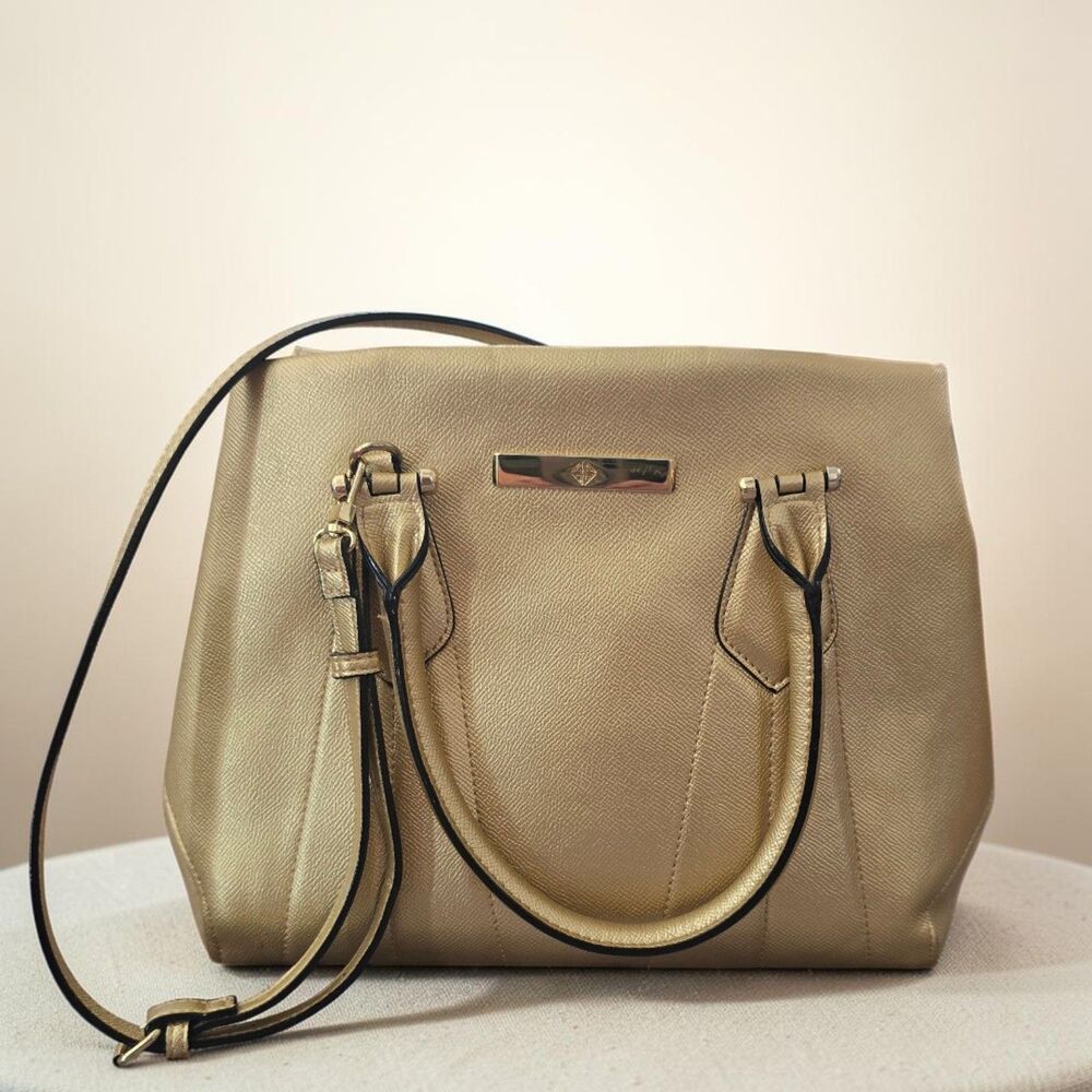 Antonio Melani Gold Metallic Satchel - Convertible Crossbody NWOT